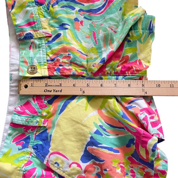 Lilly Pulitzer Callahan Shorts Womens 00 Vibrant Tropical Cotton Stretch Preppy - Picture 13 of 14